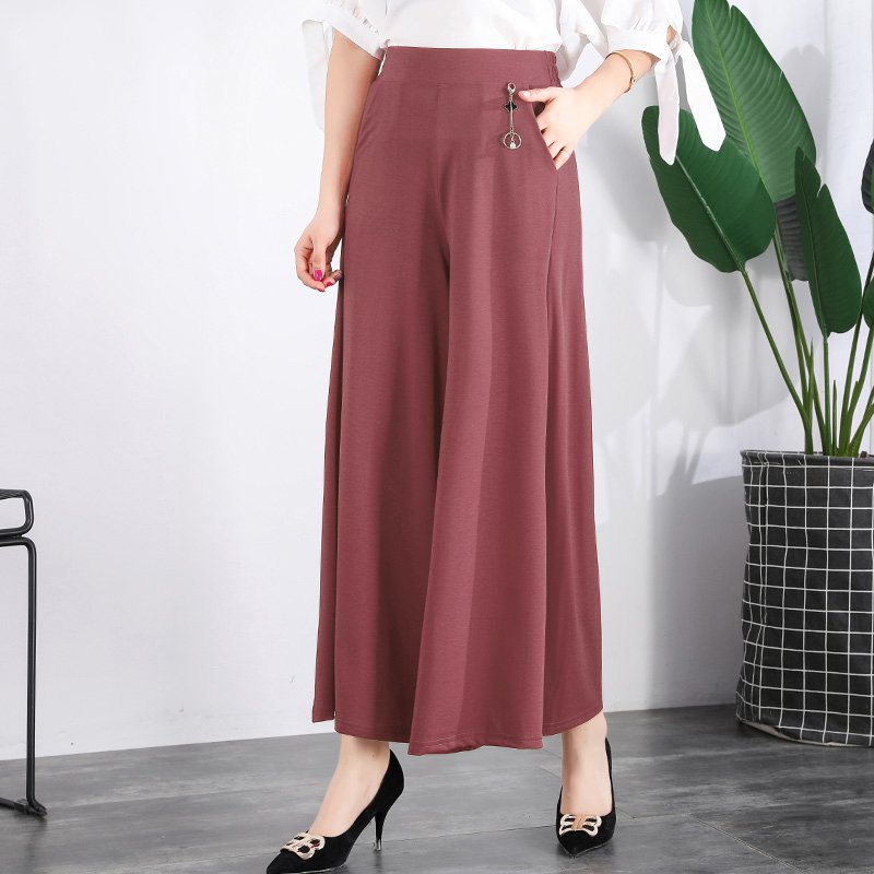 ❤️【M-5XL】2025 Nowe damskie letnie szerokie nogawki Ice Silk Cropped Pants