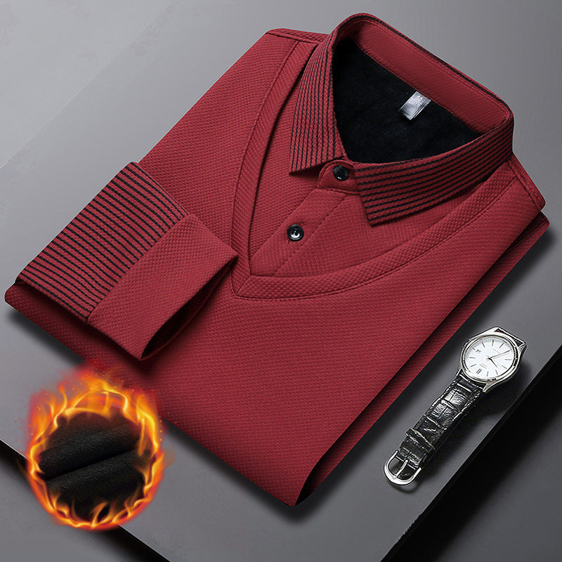 【M-4XL】 Dwuczęściowa koszulka POLO w fałszywe patchworkowe paski