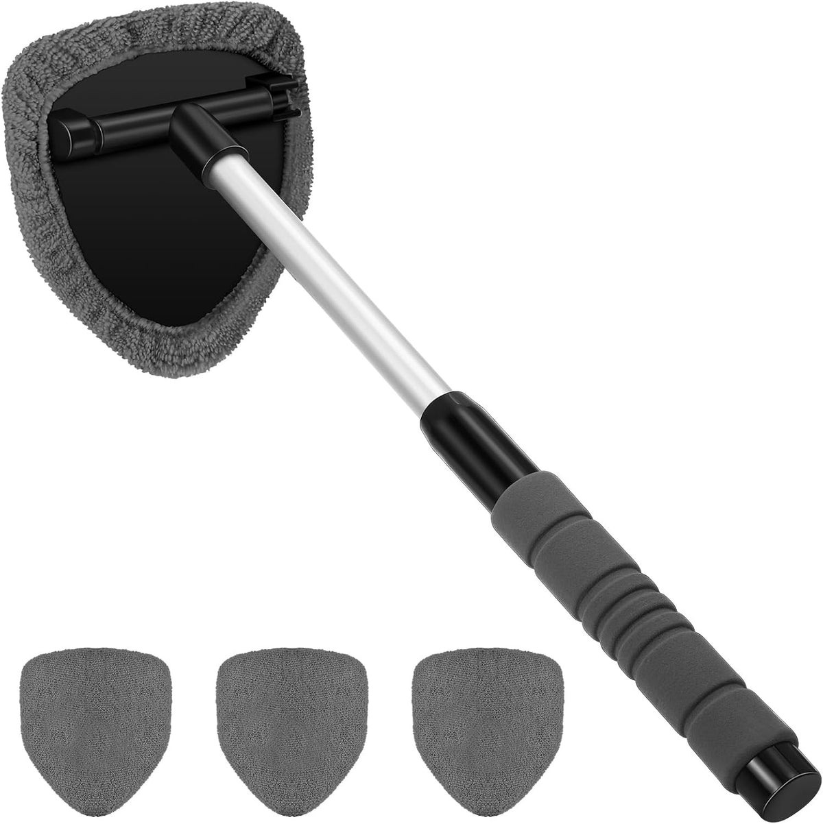 🚗🎁【2 piezas de plástico triangulares + 8 fundas de tela】💦Kit de limpieza de parabrisas de coche - extensible y giratorio 180°