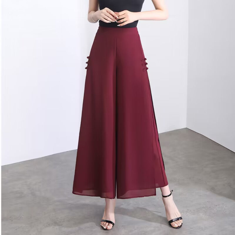 ✨🌈【M-4XL】👖💖【Nowy styl lata】2025 modne i eleganckie spodnie z szyfonu z szerokimi nogawkami, wygodne i oddychające