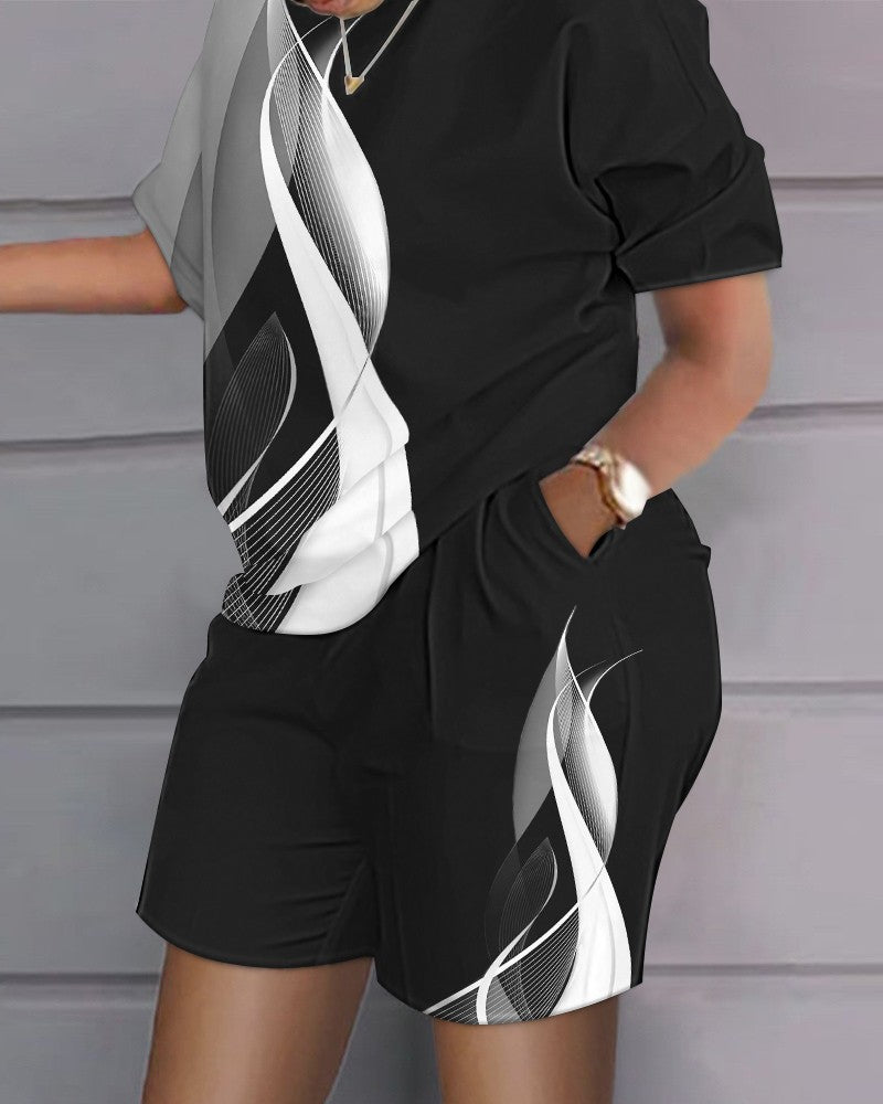 😍 【S-4XL】 Garnitur casual w stylu hip-hopowym (top + spodenki)