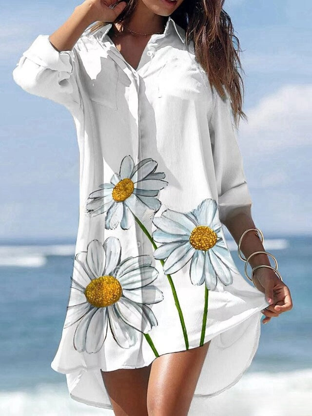 【Časově omezená nabídka】 🌻【S-3XL】 Jarní nové květinové košilové šaty