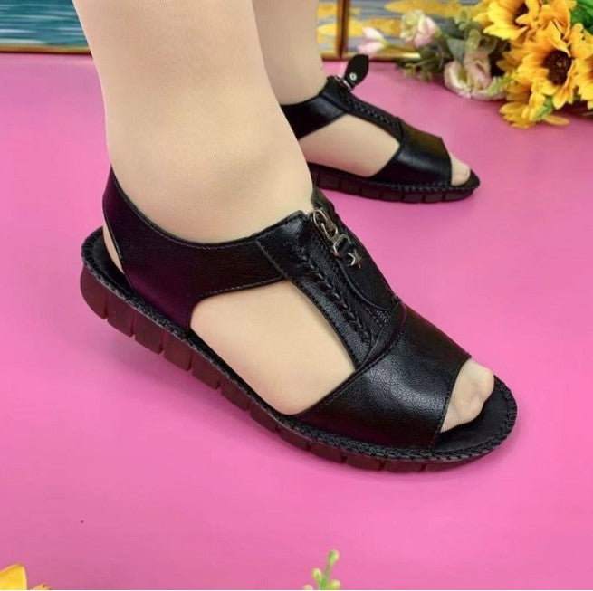 🔥【Letnia promocja】【35-43】2025 Nowe sandały Płaskie buty Skóra naturalna Miękkie buty antypoślizgowe Miękka podeszwa