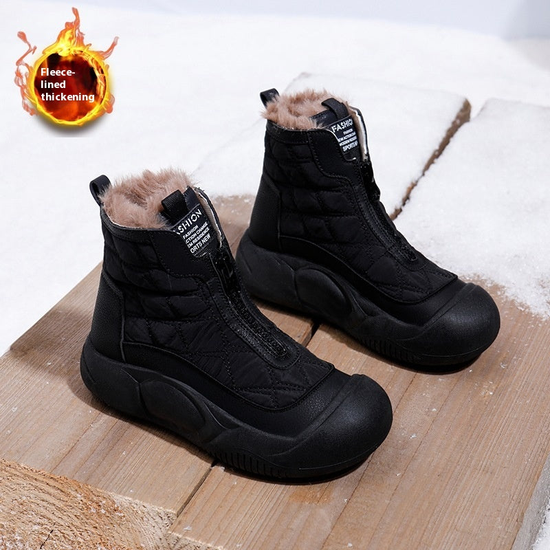 【35-40】Nowe zimowe buty sportowe z grubą, wyściełaną podeszwą