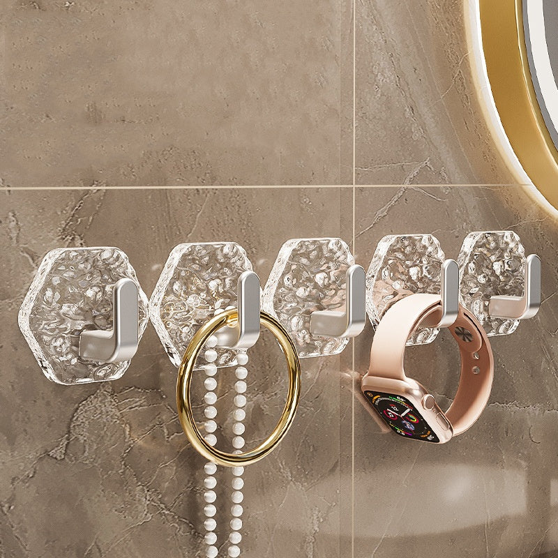 💥🏆【1 set 20 szt】Haczyki Hexagonalne Bez Wiercenia. 💎 Elegancki Design z Teksturą Iceberg – Łatwe Przyklejanie, Silne Wsparcie, Bez Śladów 🛁