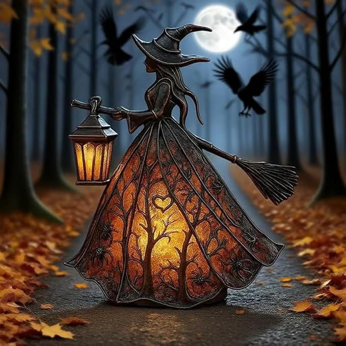 🧙♀️Lámpara de bruja de Halloween, decoración de linterna gótica aterradora, figura decorativa única para lámpara de mesa, luz de noche con patas, adecuada para el hogar, porche, oficina, decoración de fiesta, se puede usar como Halloween y regalo.