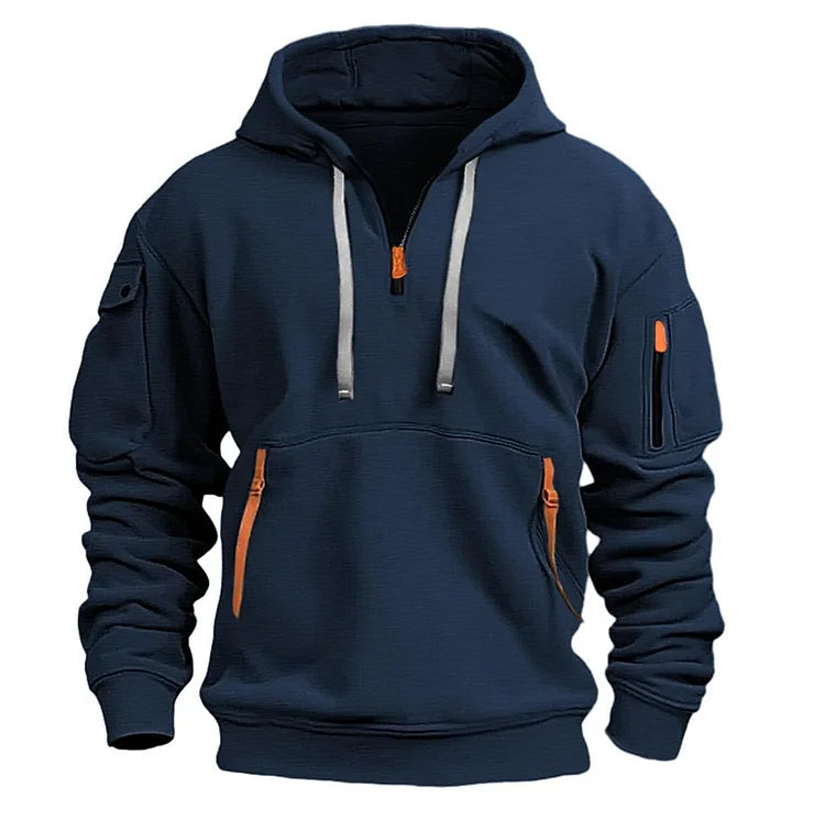 【S-5XL】Męska sportowa bluza z kapturem zapinana na zamek i wiele kieszeni