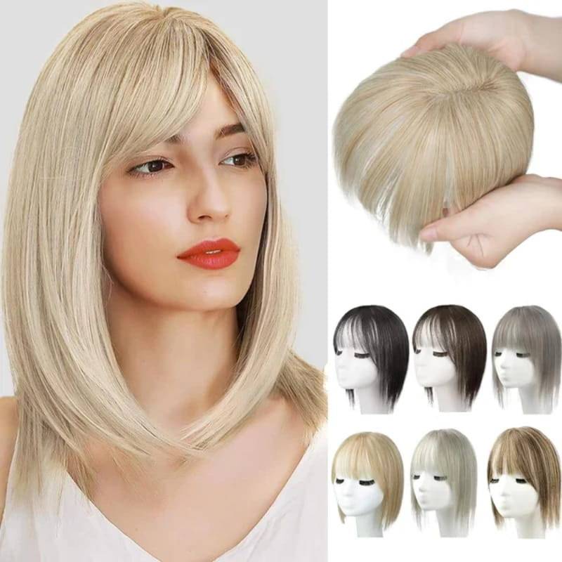 🎁Postizos de cabello natural con flequillo para mujer (100 % cabello natural)