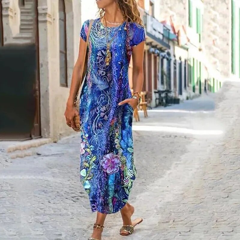 👗【S-3XL】 Nowa sukienka z kieszeniami z nadrukiem 2025