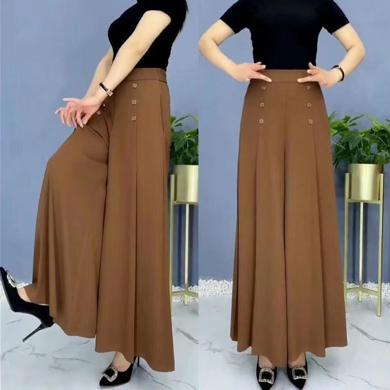 【M-5XL】Modna, drapowana spódnica damska z szerokimi nogawkami i wysokim stanem
