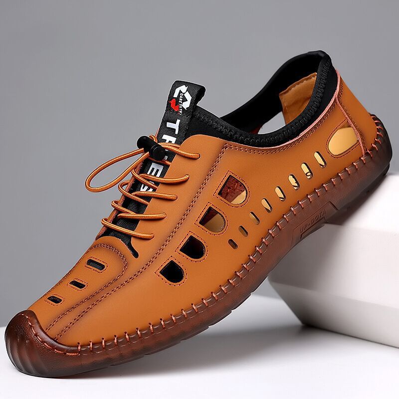👞【39-44】2024 nowe letnie oddychające męskie buty na co dzień z pustą, miękką podeszwą