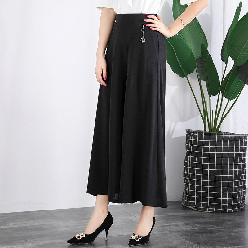 ❤️【M-5XL】2025 Nowe damskie letnie szerokie nogawki Ice Silk Cropped Pants