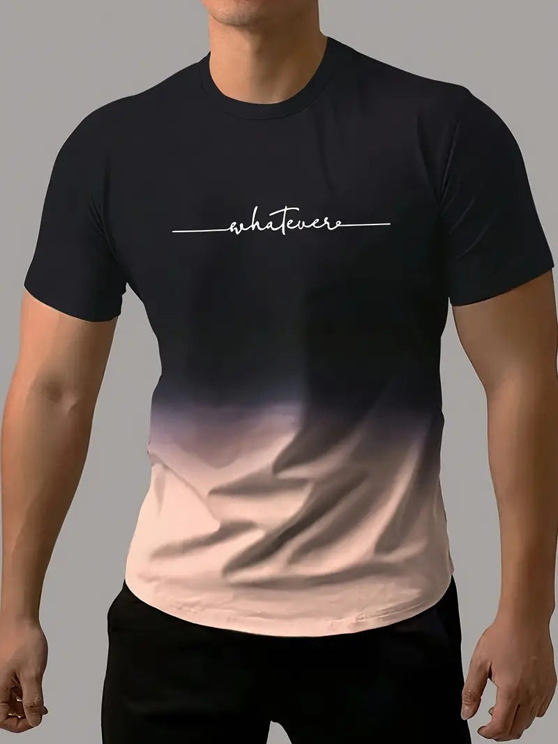 🔥🔥【S-6XL】T-shirt męski o swobodnym, wielobarwnym gradalnym kolorze z okrągłym dekoltem