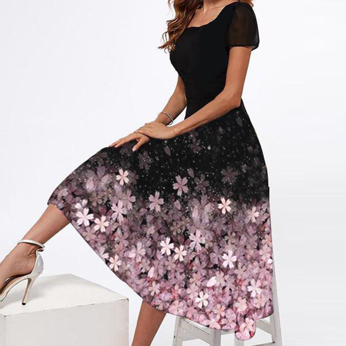 ✨【S-3XL】2024 Wiosenno-letnie eleganckie sukienki z kwiatowym dekoltem w serek