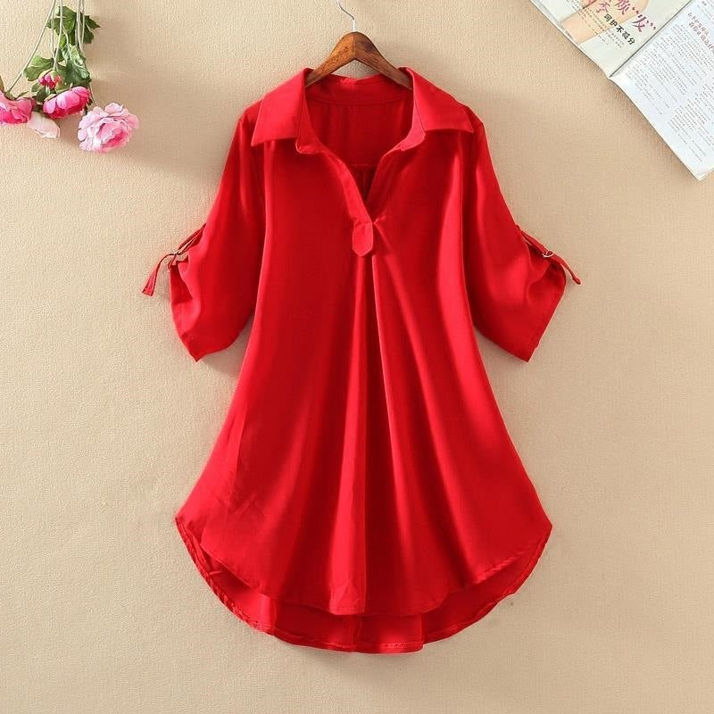 💗【S-3XL】2024 Luźna koszula damska Plus Size w jednolitym kolorze