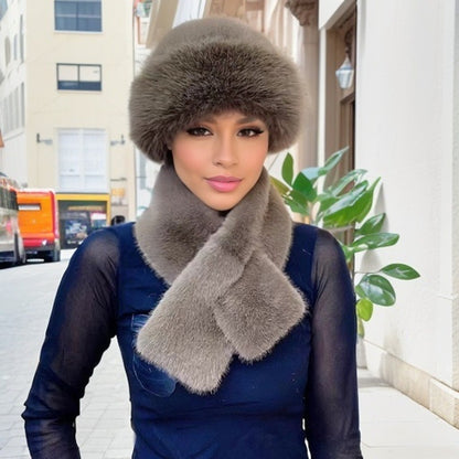 Modny zimowy szalik + pluszowa czapka