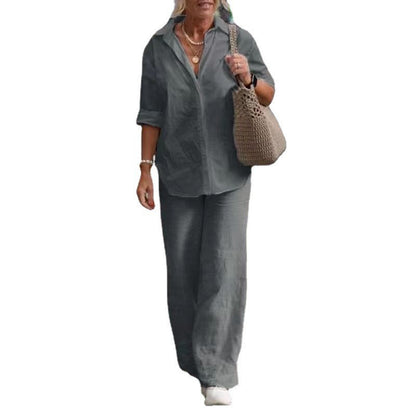 💕【S-5XL】Dámské ležérní soupravy 2026 - oversized košile a široké kalhoty
