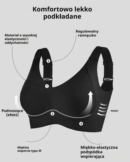 💕【Zestaw 4 sztuk】Jednoczęściowy damski biustonosz bez fiszbin ❤️【40–95 kg】Bardzo wygodny, wykonany z miękkiego i wysokoelastycznego materiału.