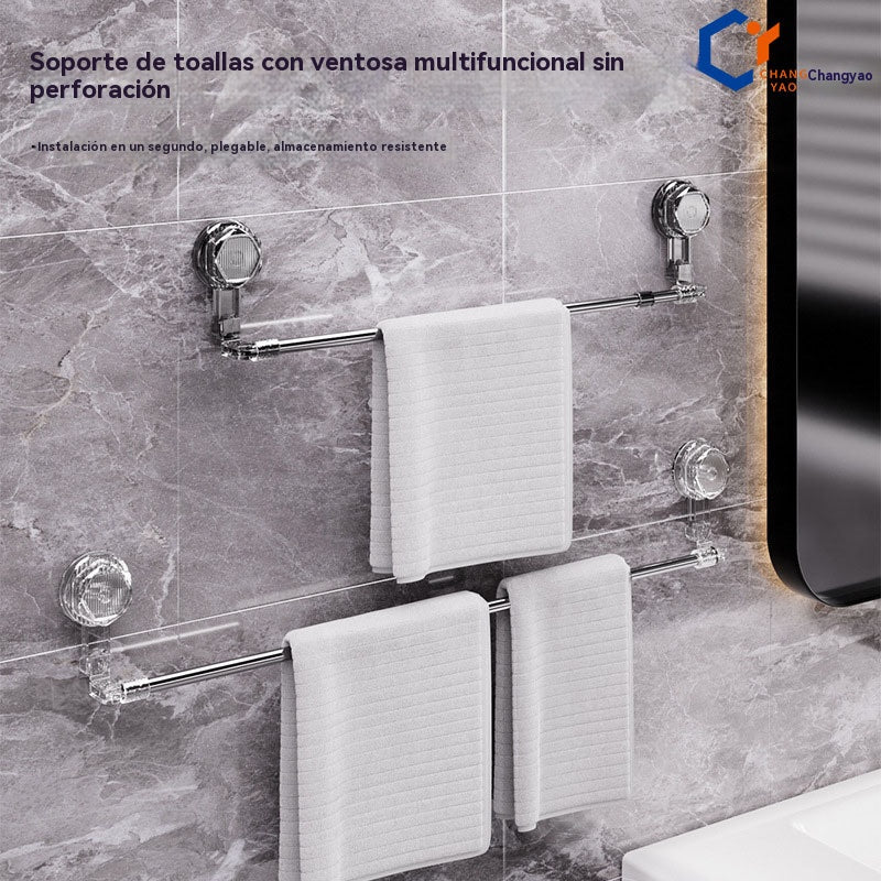 【Compra 1 y llévate 1 gratis】🚿✨ Barra de toalla con ventosa ajustable: no requiere perforar, no daña y tiene un agarre cómodo.