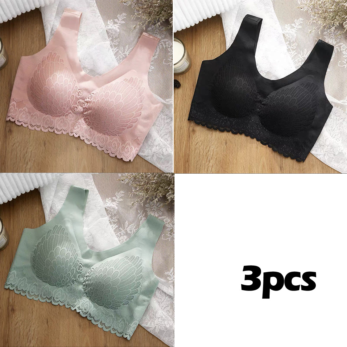 💕【3 dílná sada】Nová podprsenka z přírodního latexu bez kostic s push-up efektem – maximální pohodlí po celý den