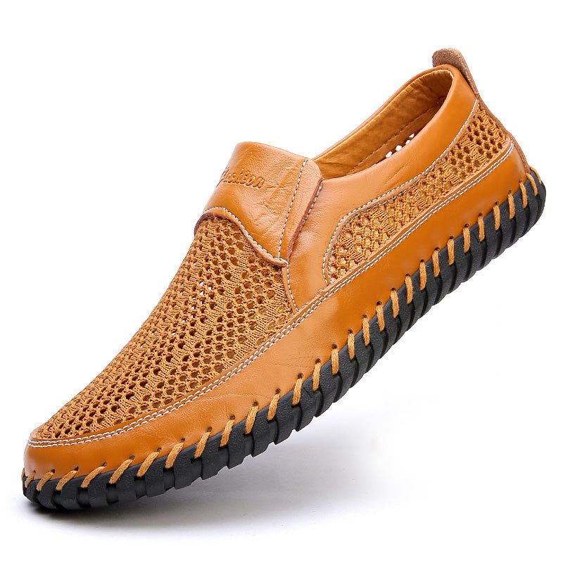 【38-48】👞2026 Nové jarní a letní pánské síťované boty velké velikosti - pravá hovězí kůže, proti pocení a zápachu, prodyšné a pohodlné
