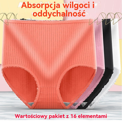 💖(16 sztuk) Ostatni dzień z 50% rabatem: Majtki z wysokim stanem, wodoodporne i antybakteryjne