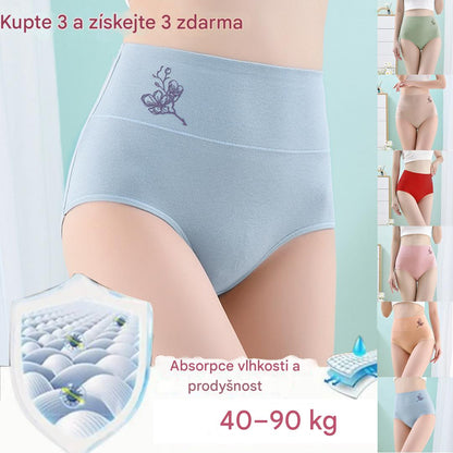 💕【Sada 6 ks】💕 [40–100 kg] Bavlněné tvarovací kalhotky s vysokým pasem✅ Platba na dobírku