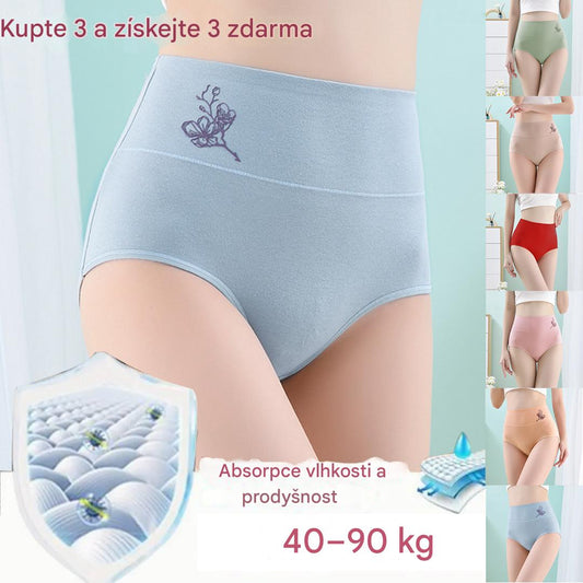 💕【Sada 6 ks】💕 [40–100 kg] Bavlněné tvarovací kalhotky s vysokým pasem✅ Platba na dobírku