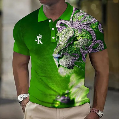 🔥🔥【Korlátozott idejű ajánlat】3D oroszlán mintás férfi póló