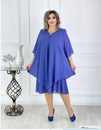 💟【S-5XL】👗【40-120kg】2024 nowa elegancka sukienka z szyfonu
