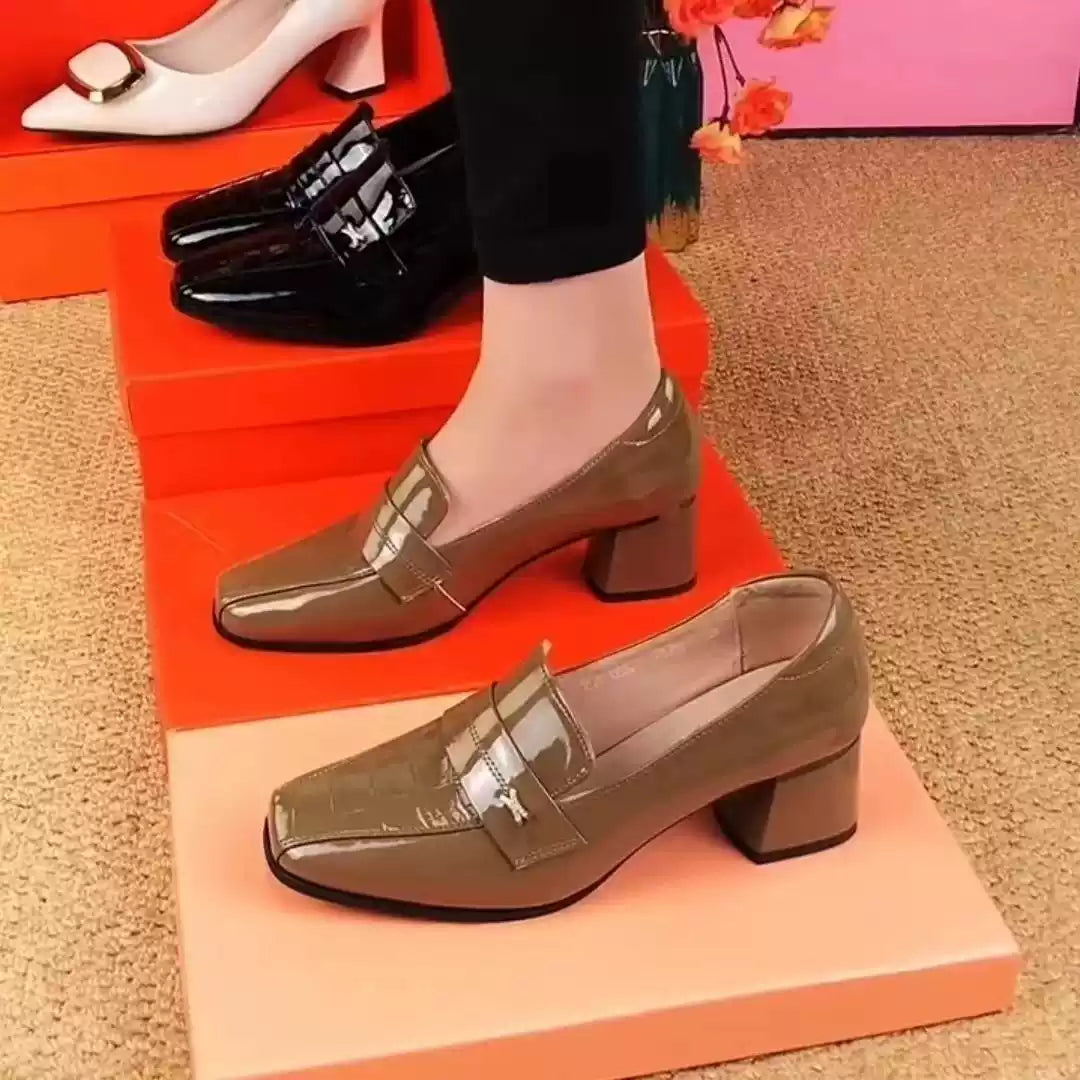 🔥【HOT SALE】🔥🔥【35-40】2025 nowe modne lakierowane buty ze średnim obcasem