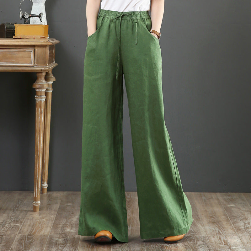 🔥🔥👖【S-3XL】Jarní a letní ležérní bavlněné a plátěné kalhoty větší velikosti, široké nohavice✅【40-90kg】