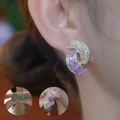 🏆Compra 2 y llévate 2 gratis✨【4 Pares】Elegantes aretes de oro con diamantes brillantes