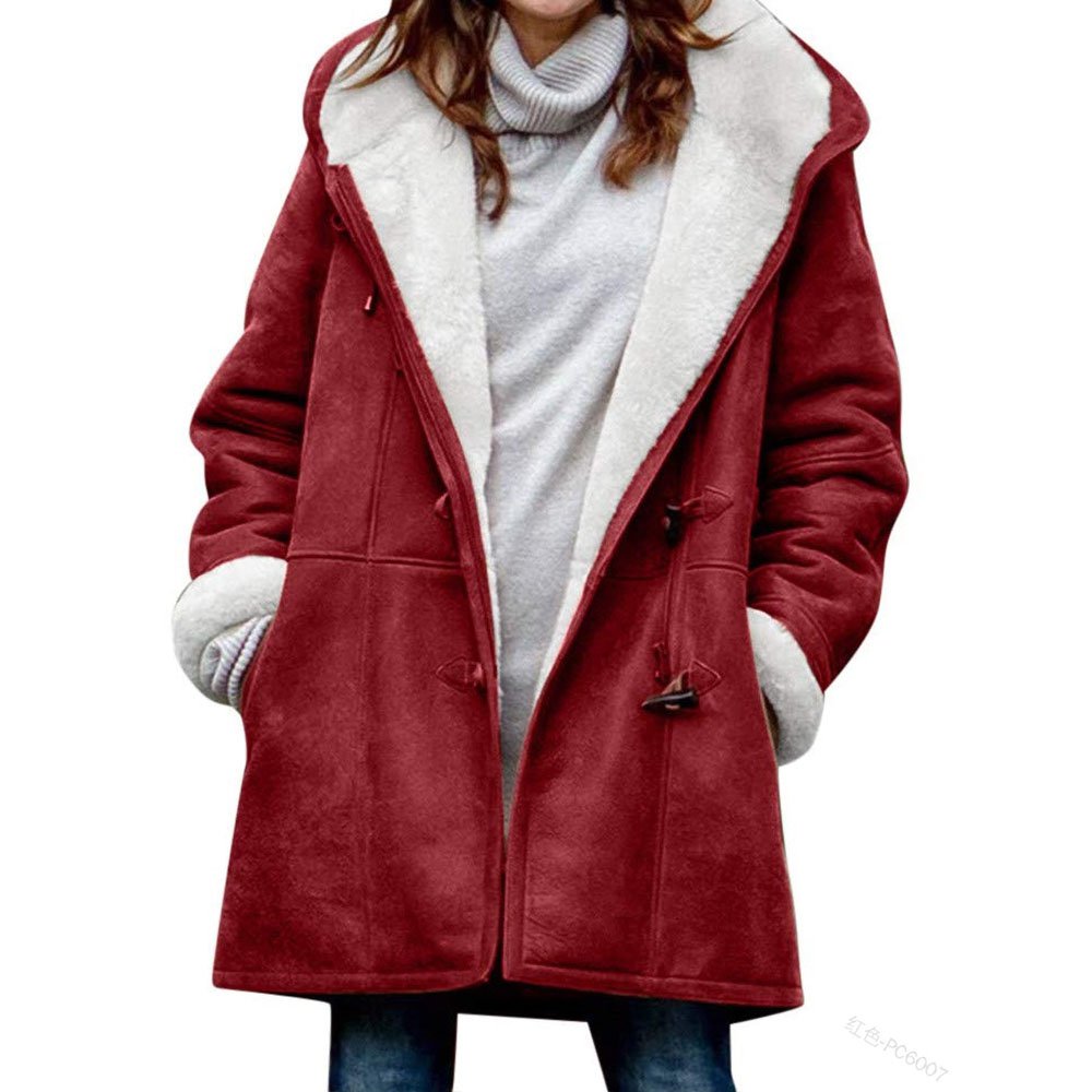 🥼🔥💖 [S-5XL] 2025 moda i ciepło w jednym! Damska kurtka z kapturem, zamszowo-wełniana