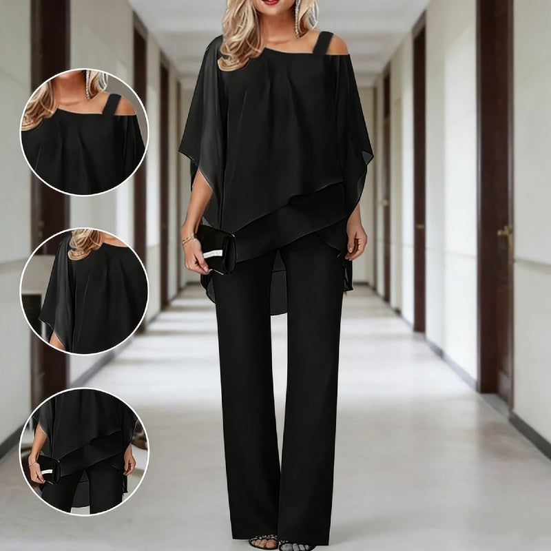 ⏳Korlátozott idejű ajánlat⏰【50-120KG】👚👖Női kétrészes szett, bőrbarát anyagból, váll nélküli kialakítással✅【Felső + nadrág】