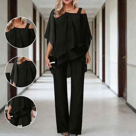⏳Korlátozott idejű ajánlat⏰【50-120KG】👚👖Női kétrészes szett, bőrbarát anyagból, váll nélküli kialakítással✅【Felső + nadrág】