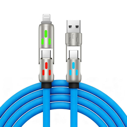 🔥【2 db csak 8700 lábért】🔥 (2 m hosszú) 4 az 1-ben PD 240W gyorstöltő kábel – Támogatja az USB-C, Lightning és USB-A gyorstöltést, alumíniumötvözetből és szilikonból készült, támogatja az adatszinkronizálást ⚡📱