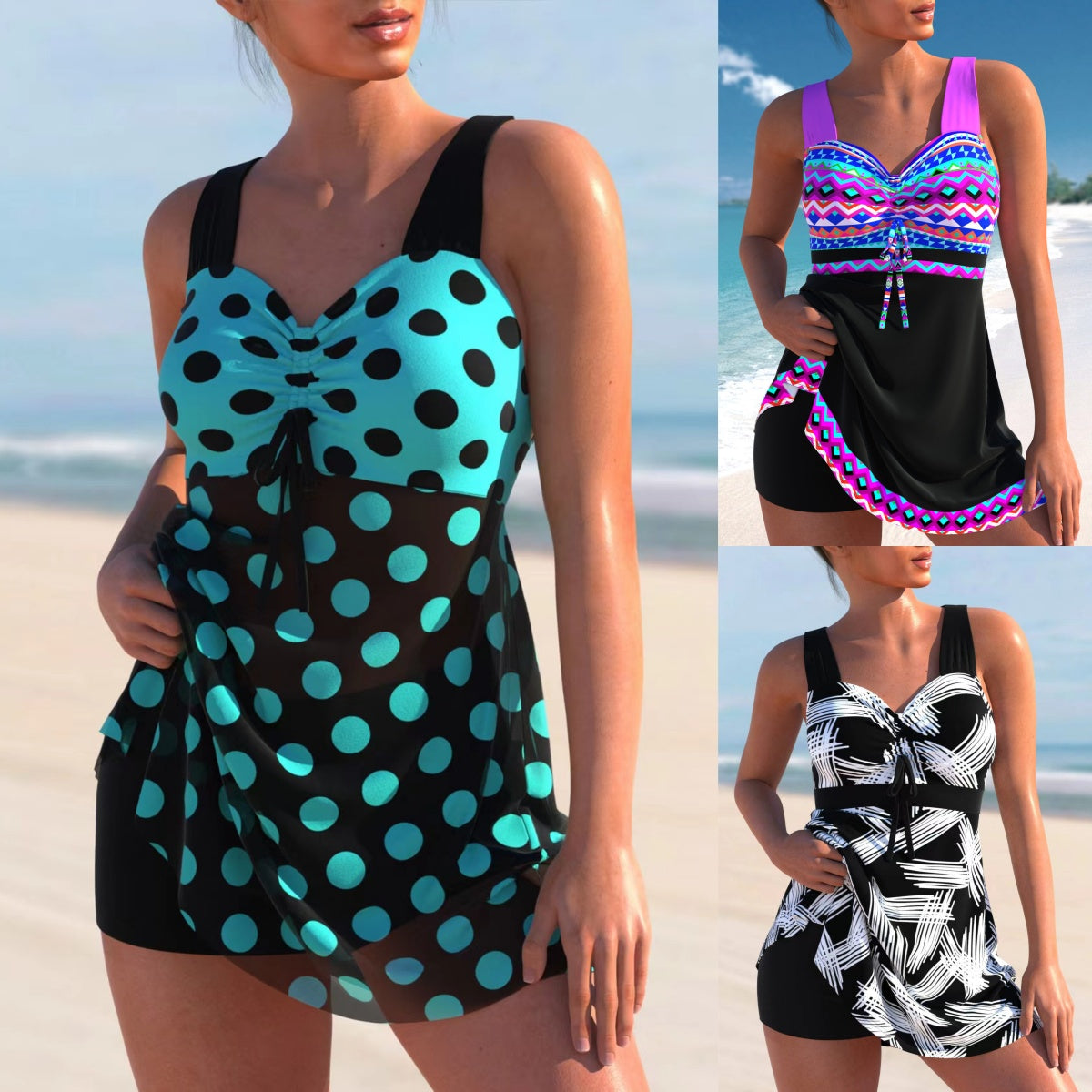 🏖️【Sleva 50 %😍】【S-4XL】Nové dámské plus size zeštíhlující plavky s potiskem 2026, rychleschnoucí a prodyšné