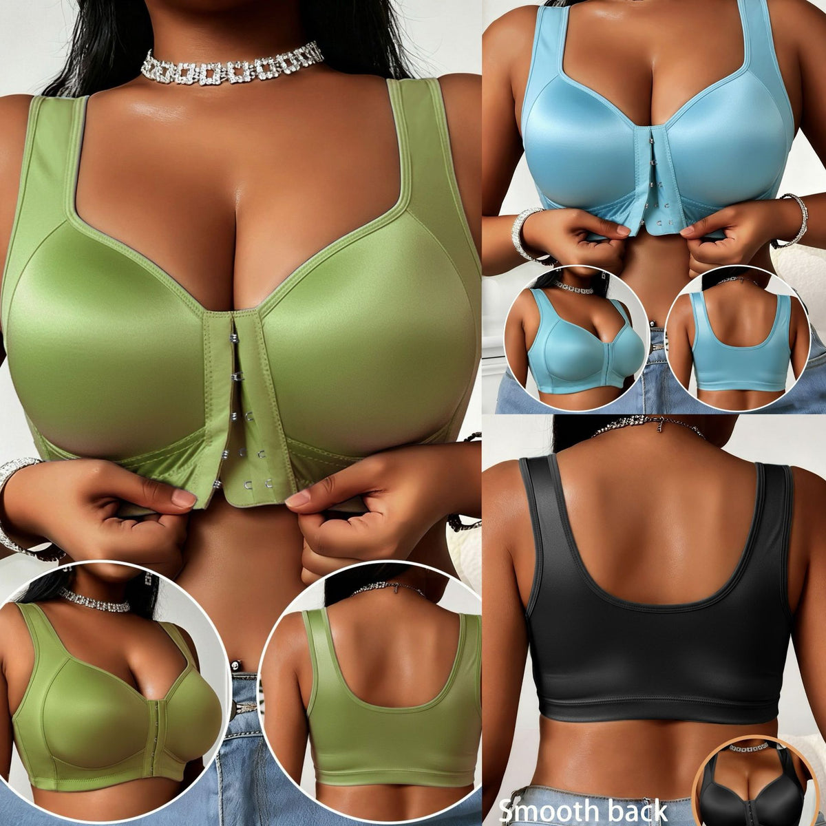 😍👙【3 darabos csomag】【40-100 kg】Női merevítő nélküli, elöl záródós melltartó