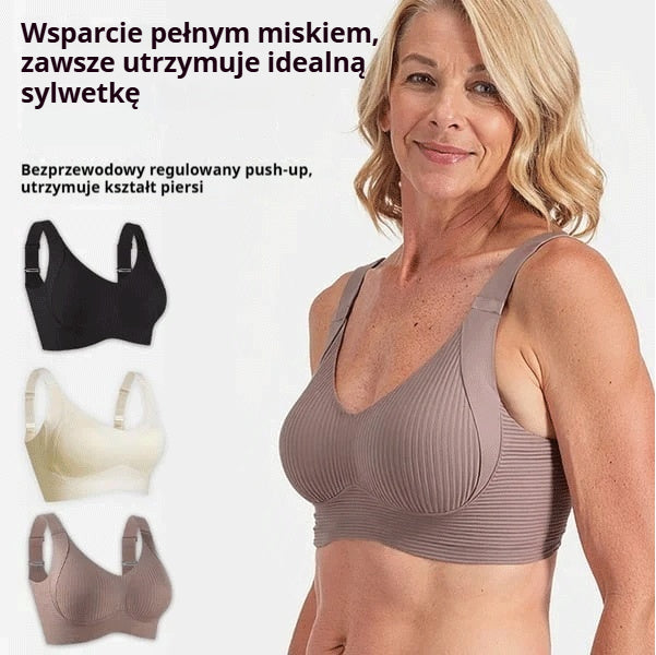 💕【Zestaw 4 sztuk】Jednoczęściowy damski biustonosz bez fiszbin ❤️【40–95 kg】Bardzo wygodny, wykonany z miękkiego i wysokoelastycznego materiału.