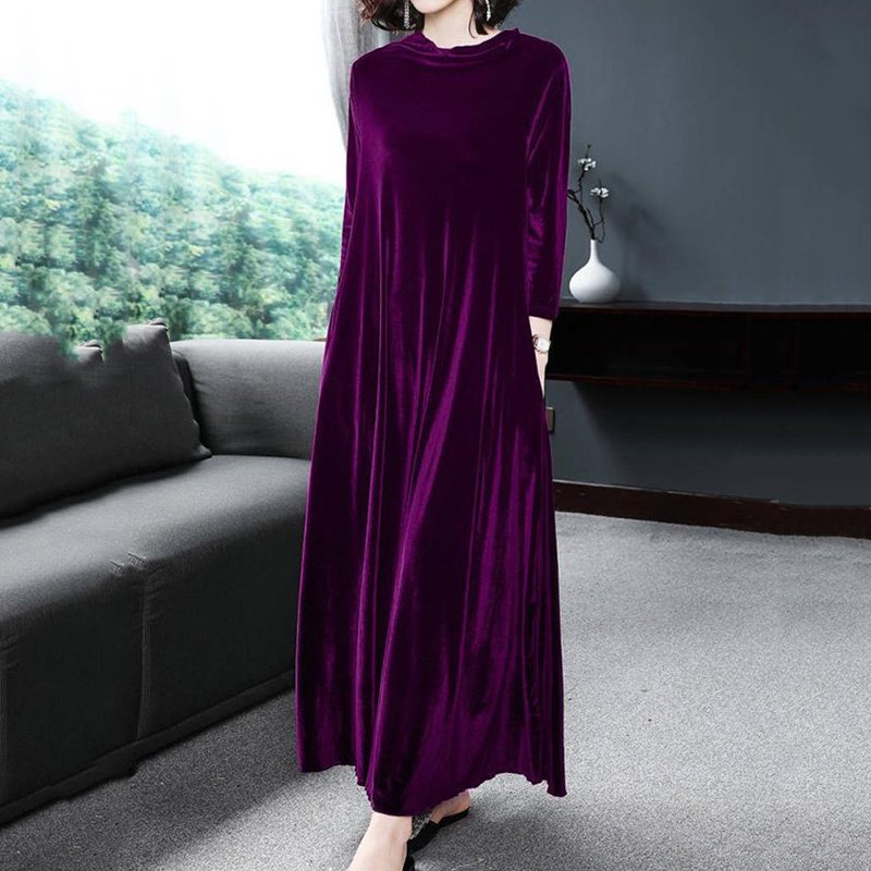 【M-4XL】Elegancka złota aksamitna sukienka, która emanuje elegancją od środka!