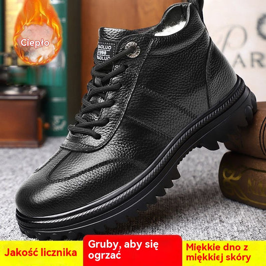 【39-44】❄️🥾Męskie buty zimowe wykonane z grubej skóry i bawełny z podszewką z polaru