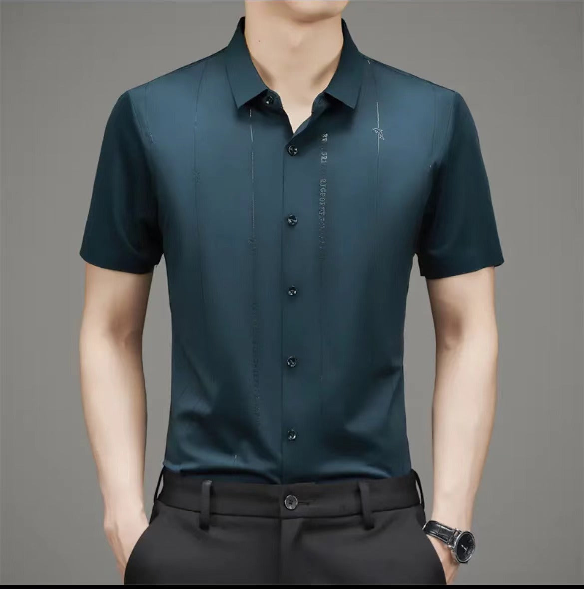 🔥【M-4XL】👔 Letnia męska koszula z krótkim rękawem 2024 Wysoka elastyczna, odporna na zmarszczki, bezszwowa koszula