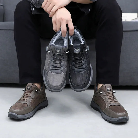 🔥🔥 【39-44】Botas cálidas de algodón para hombre, forro polar grueso, suela suave antideslizante