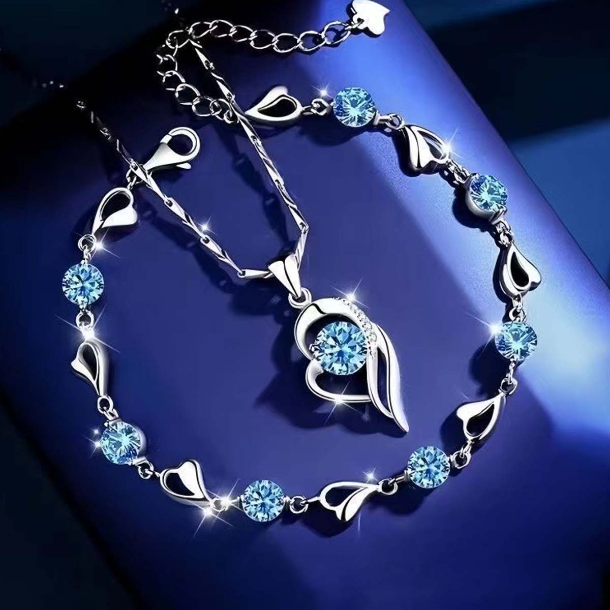 ✨【Kup 1, drugi gratis】💎 Zestaw bransoletki i naszyjnika ze srebra 925, modny i uniwersalny