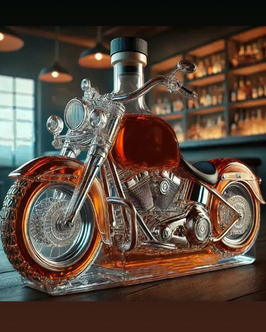 🏍️🥃Kreativní skleněná láhev Zajímavá láhev na whisky Skleněná láhev ve stylu motocyklu
