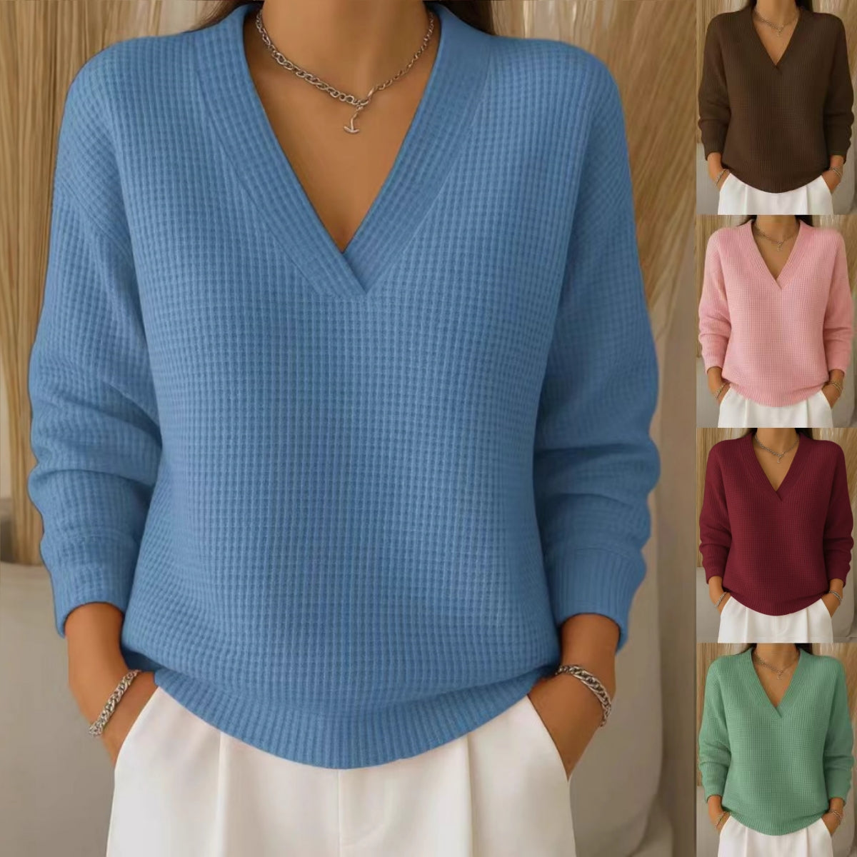 🔥【S-3XL】Elegantna i udobna ženska bluza s V-izrezom