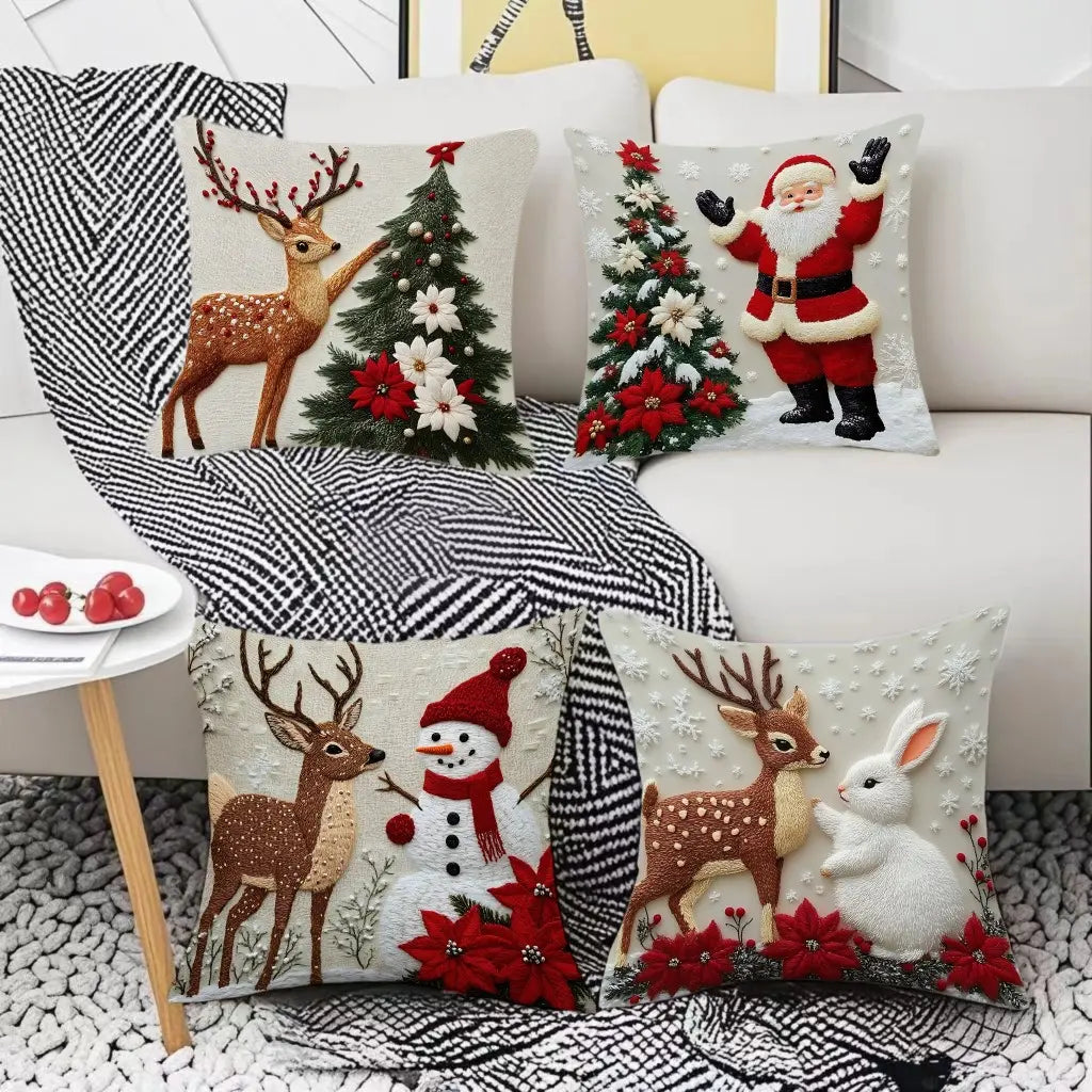🔥🎅Wyprzedaż świąteczna 🎄Poszewka na poduszkę z motywem świątecznym