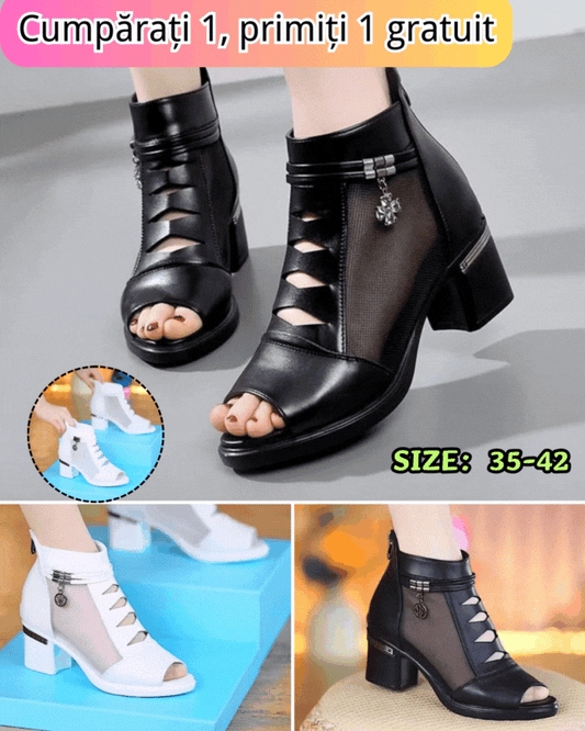 🤩【35～41】👠2025 Sandale noi, elegante și confortabile, din plasă, gură de pește, cu toc gros