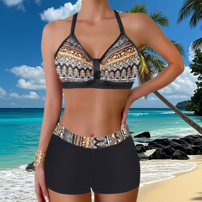 🌴🌴【S-5XL】🏖️👙 Zestaw strojów kąpielowych z nadrukiem na wakacje na plaży 2025